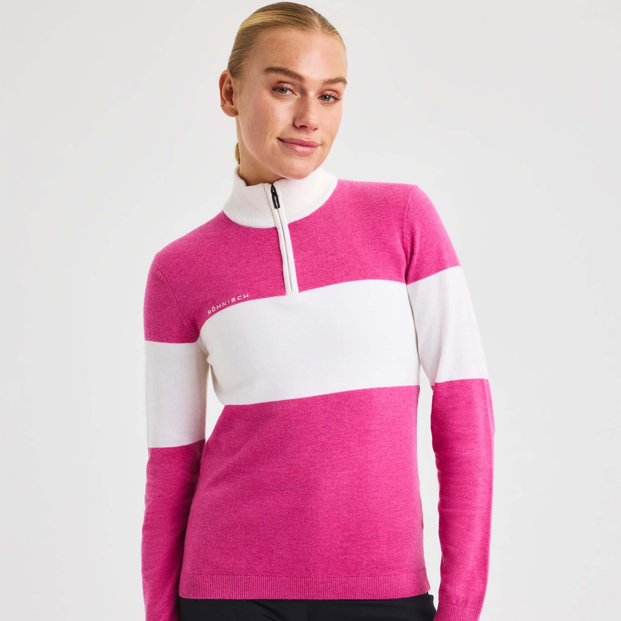 Rohnisch Kora Ladies Knitted Half Zip Sweater Rose